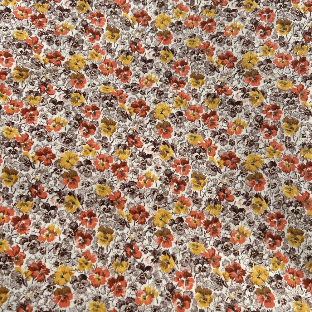Vintage VIP Cranston Print Works Floral Fabric 5.5 Yards Ditsy Calico USA Orange
